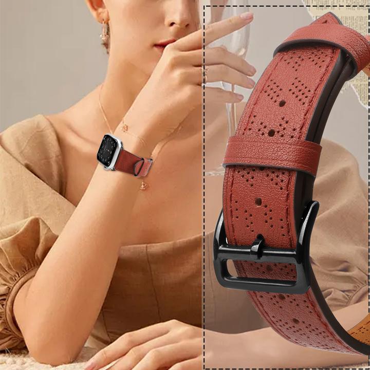 Produktbild Hurtel Armband Leder Lederarmband für Apple Watch SE, 8, 7, 6, 5, 4, 3, 2, 1 (41, 40, 38 mm) Bandarmband ro (38 mm, 40 mm, 41 mm, Echtes Leder)