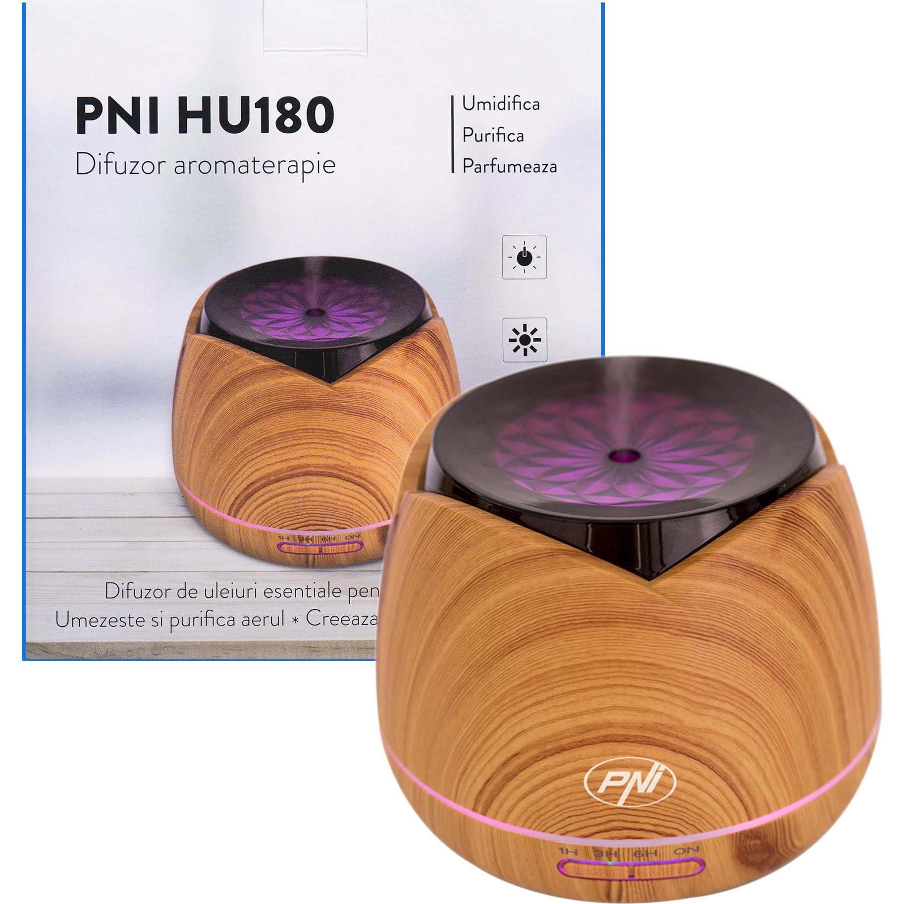 PNI, Aroma Diffuser, Aromatherapie-Diffusor HU180 für ätherische Öle, mit Ultraschall, 400 ml, Timer, 7 LED-Farben, a (4...
