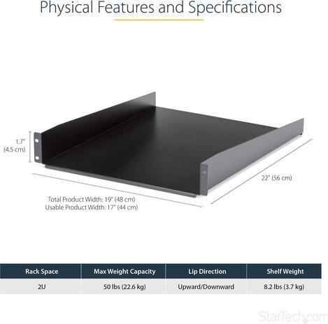 Produktbild StarTech 2u 22in Fixed Rack Mount Shelf
