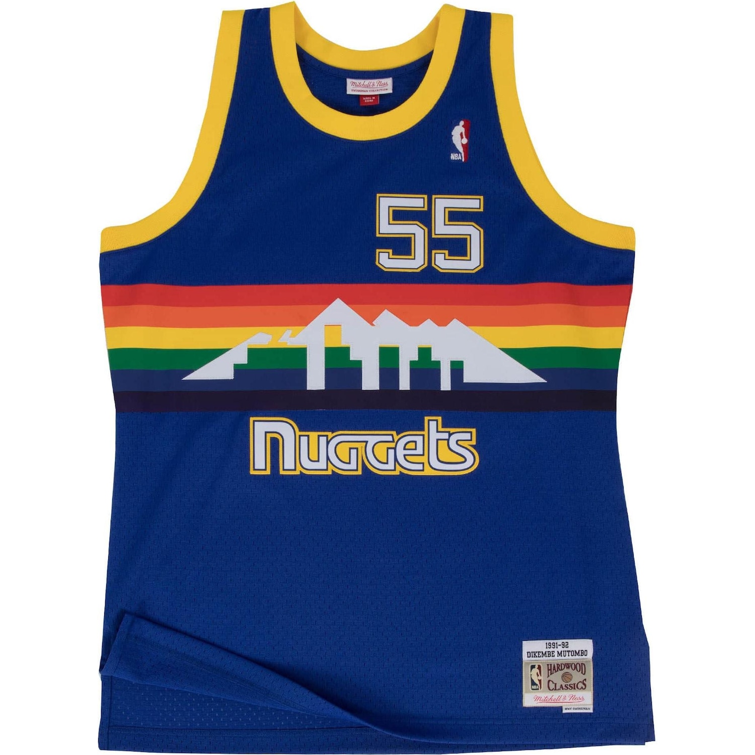 Mitchell & Ness, Herren, Sportshirt, NBA Denver Nuggets Dikembe Mutombo Trikot Herren (M), Blau, M