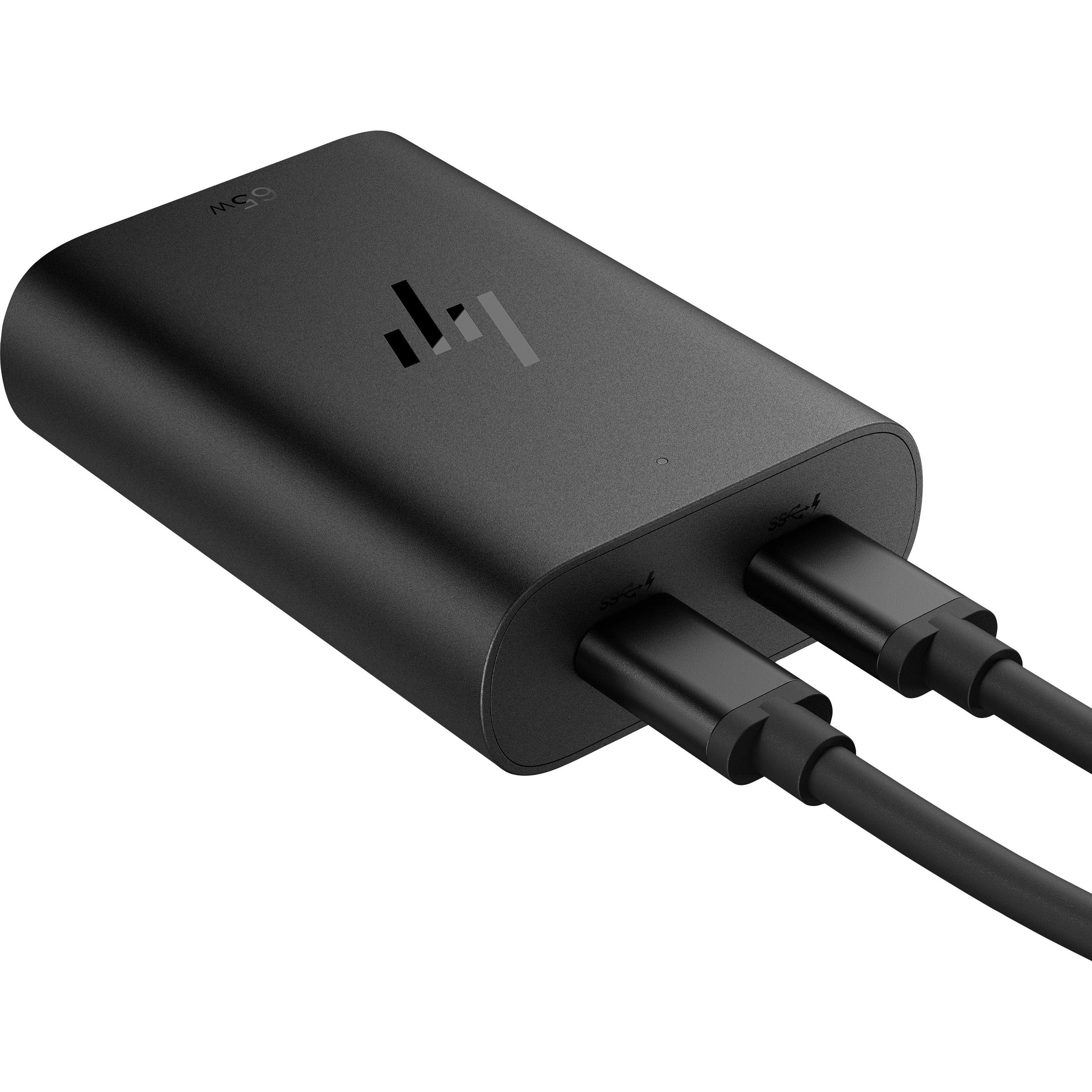 HP GaN 65 W USB-C Laptop-Ladegerät, Notebook Akku, Schwarz