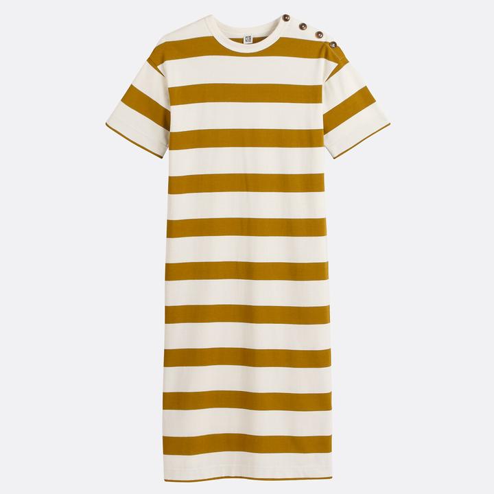 Produktbild La Redoute Collections Gestreiftes langes Kleid mit Schulterknöpfen und kurzen Ärmeln (XXL)