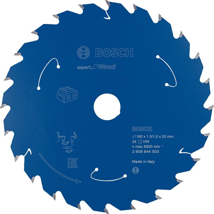 Produktbild Bosch Professional Zubehör Akku-Kreissägeblatt Expert for Wood, 160 x 1,5/1 x 20, 24 Zähne