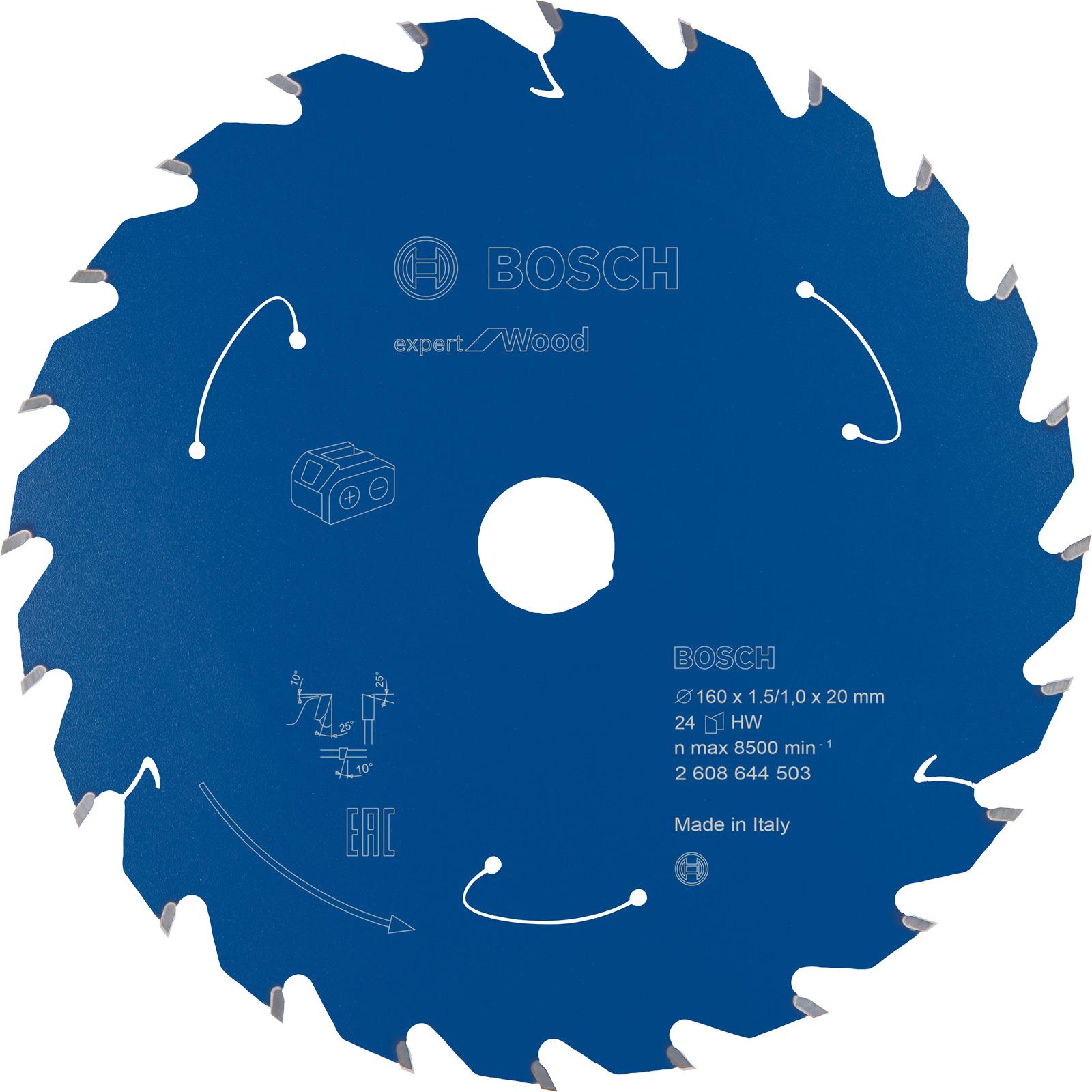 Bosch Professional Zubehör, Sägeblatt, Akku-Kreissägeblatt Expert for Wood, 160 x 1,5/1 x 20, 24 Zähne