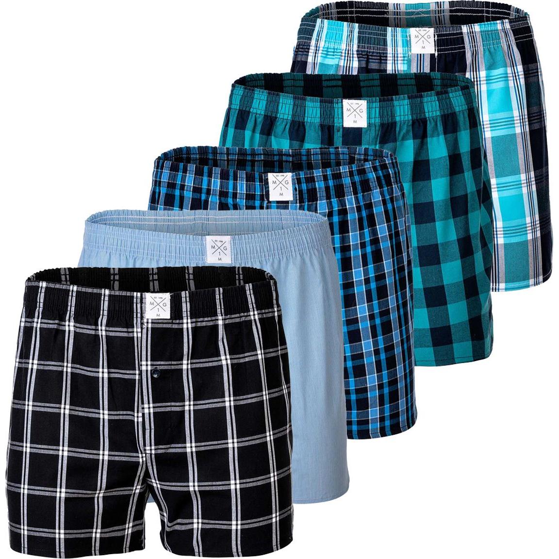 Mg-1, Herren, Unterhosen, Web-Boxershorts Casual Locker sitzend, Mehrfarbig, (XXL, 5er Pack)