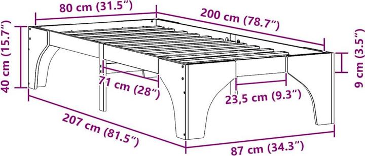 Actual product image vidaXL Bettgestell (80 x 200 cm)