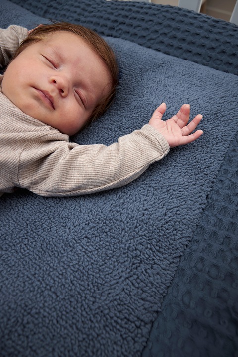 Actual product image Meyco Baby Waffle Teddy Playpen Pad - indigo (80 cm, 100 cm)