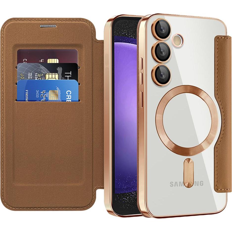 Techsuit - SmartMag Book Case - Samsung Galaxy S23 FE - Brown (Samsung Galaxy S23 FE), Cover smartphone, Marrone