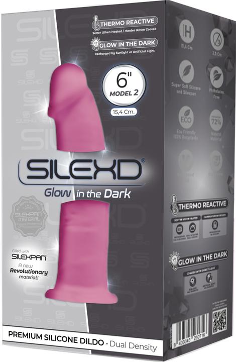 Productafbeelding Silexd - Model 2 Realistische Penis Premium Silexpan Silicone Fluorescerend Roze 15 cm
