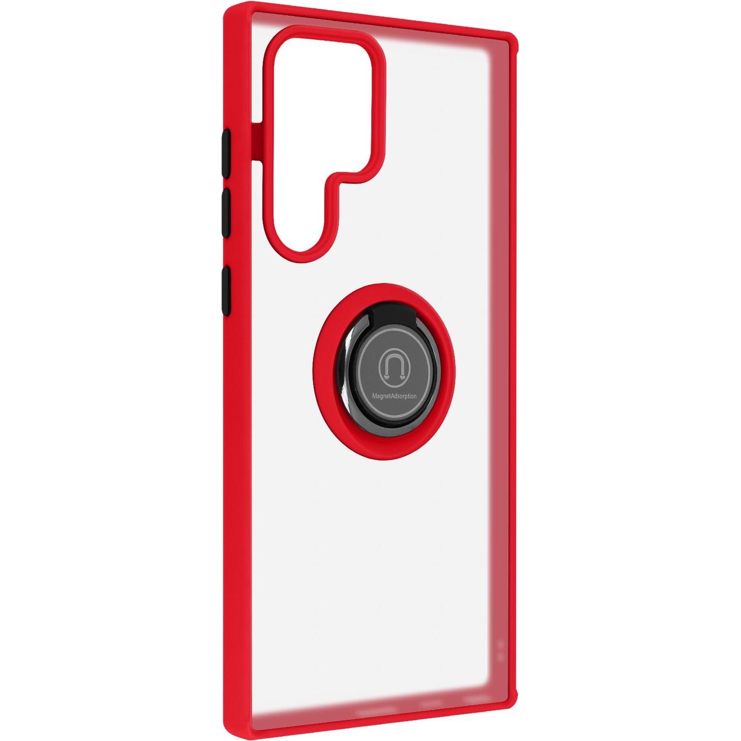Avizar Handyhülle mit Ring-Halterung Series (Samsung Galaxy S22 Ultra), Smartphone Hülle, Rot