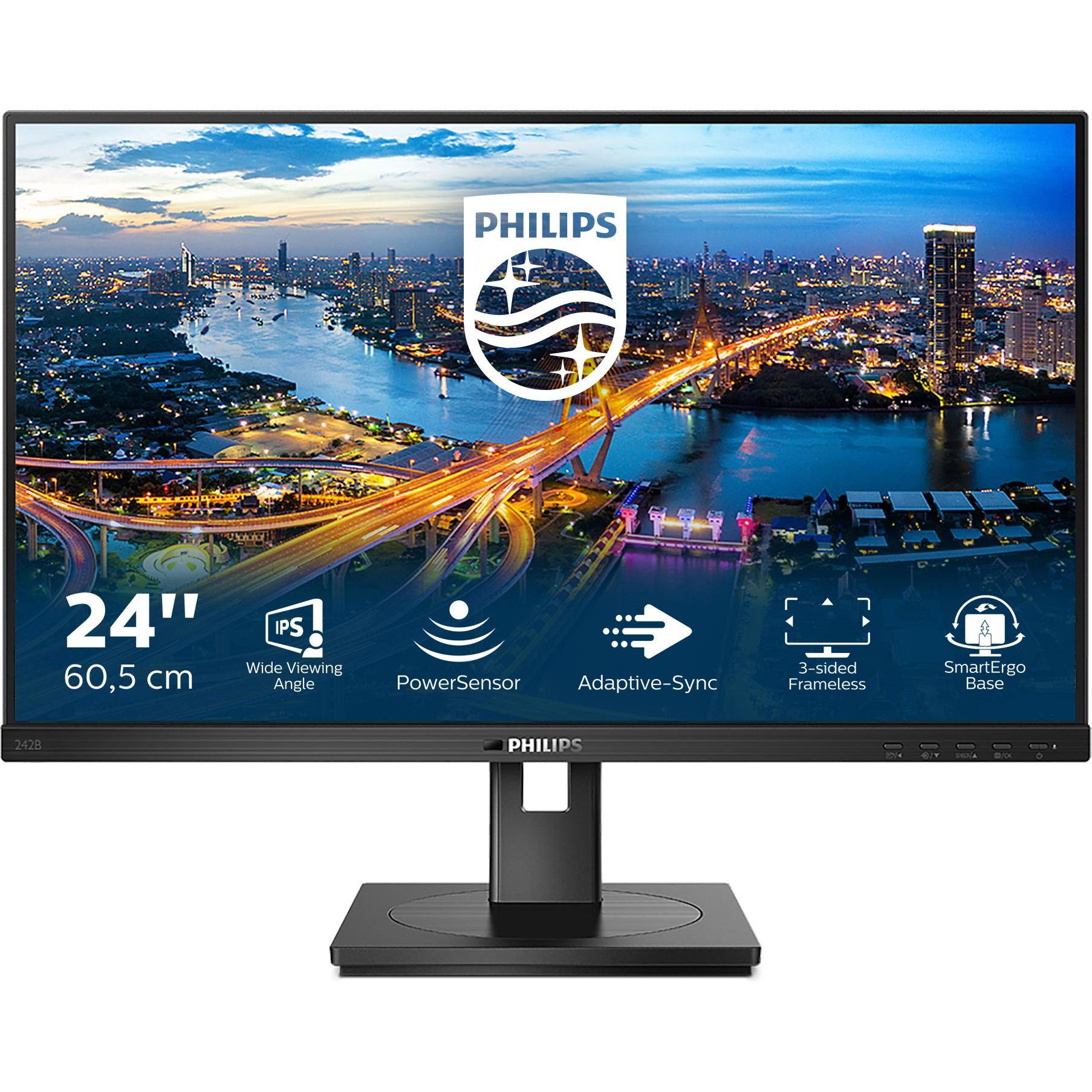 Philips B-Linie 242B1 (1920 x 1080 Pixel, 23.80"), Monitor, Schwarz