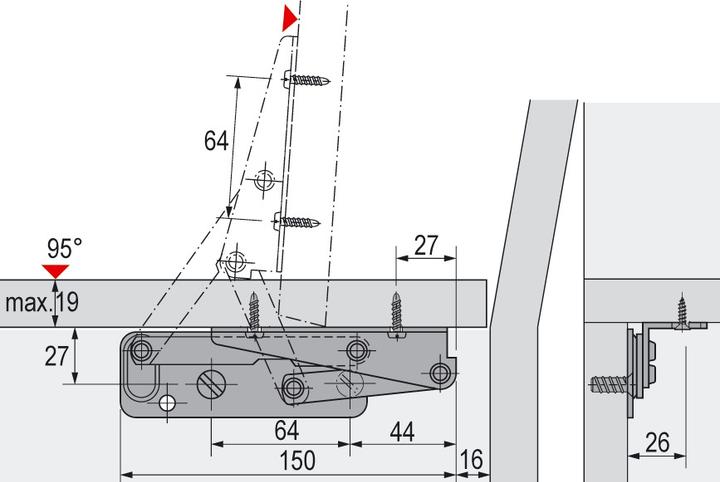 Actual product image Hettich Flap supports Schwenkfix