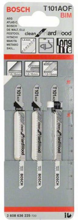 Image du produit Bosch Professional Zubehör Lame de scie sauteuse PRO Hardwood clean curve T101AOF, 83 mm, 3 pièces