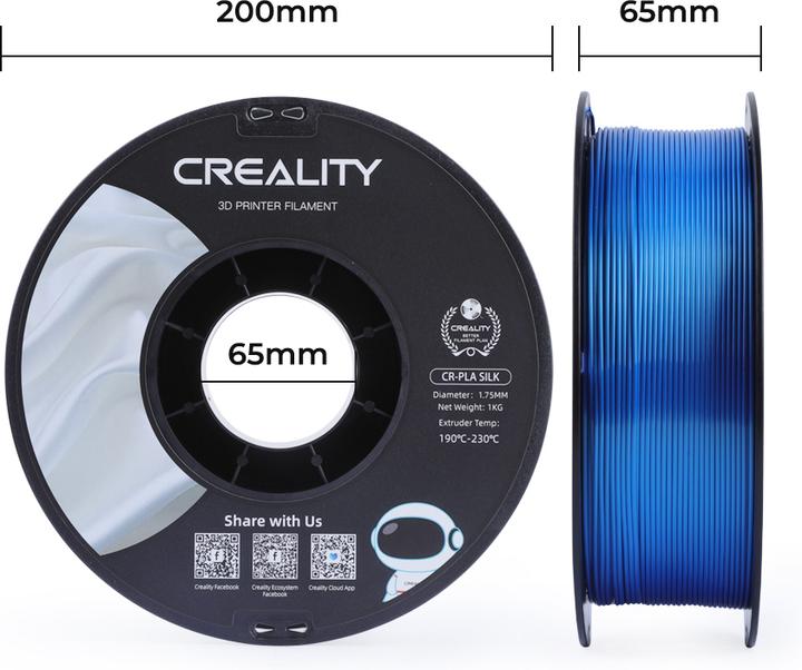 Image du produit Creality Filament PLA Silk (PLA, 1.75 mm, 1000 g, Bleu)
