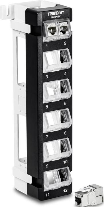 Productafbeelding Trendnet TC-KP12V Keystone Patch Panel 12-poorts Blanco Schuine Muurbevestiging