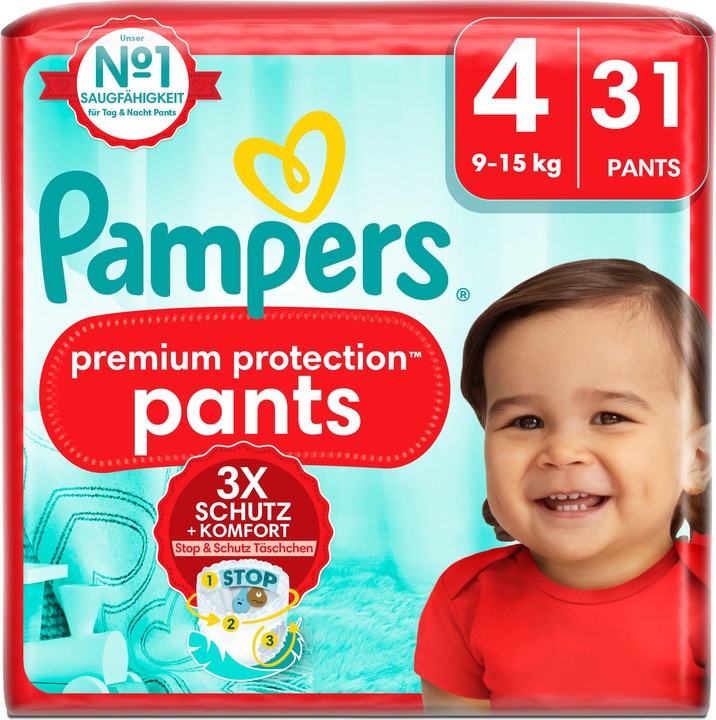 Immagine prodotto Pampers Protezione Premium (Dimensione 4, Pacco trasportabile, 31 Pezzo/i)
