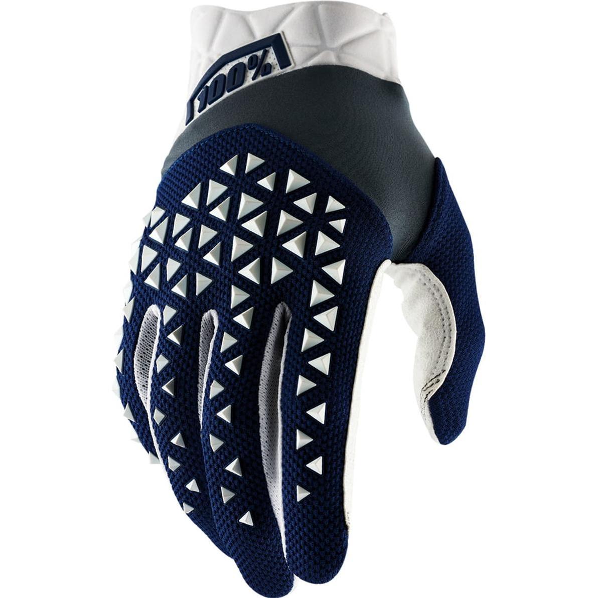 100%, Herren, Handschuhe, Airmatic Handschuhe navy/steel M, Blau, Weiss, (M)