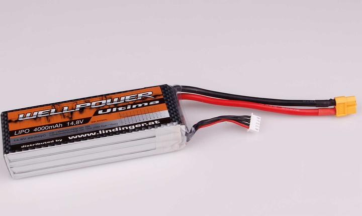 Productafbeelding Wellpower lipo accu ultima 4000 mah / 14,8 volt 4s 25/50c ch3/5 xt-60 (14.80 V, 4000 mAh)
