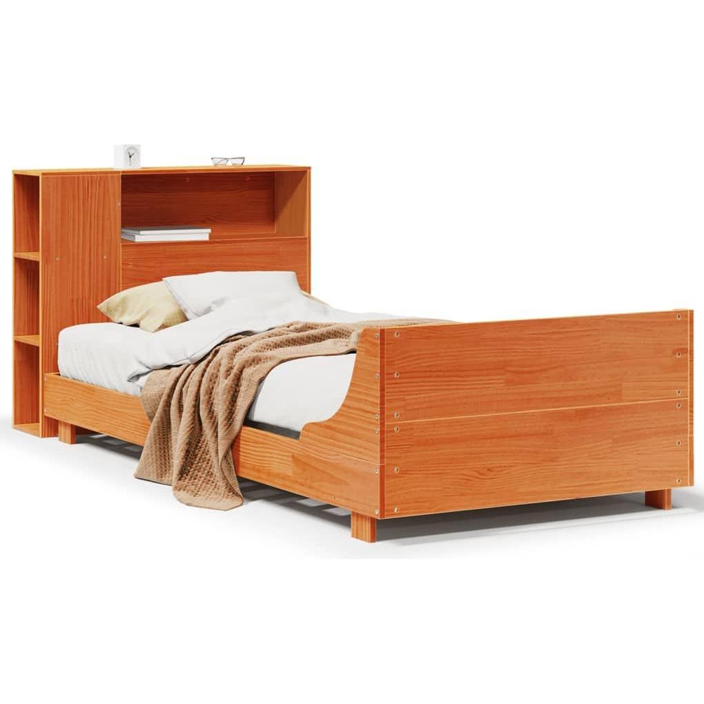 VidaXL, Bett, Massivholzbett Holzbett Bett Einzelbett Bettgestell Wachsbraun 90x190cm (90 x 190 cm)