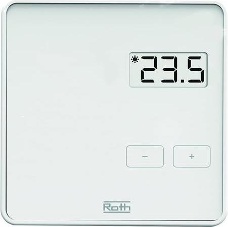 Actual product image Roth Project room thermostat with clear display in white, in conjunction with the Project control unit.