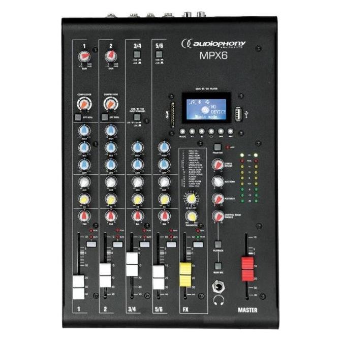 Audiophony MPX6 6-kanaals Live Mengpaneel, Mischpult