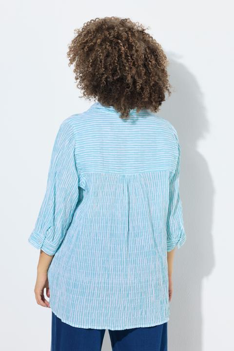 Immagine prodotto Ulla Popken Blusa con righe, taglio svasato, colletto da camicia e maniche lunghe (62)