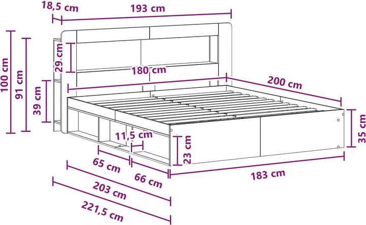 Produktbild vidaXL Bettrahmen (180 x 200 cm)