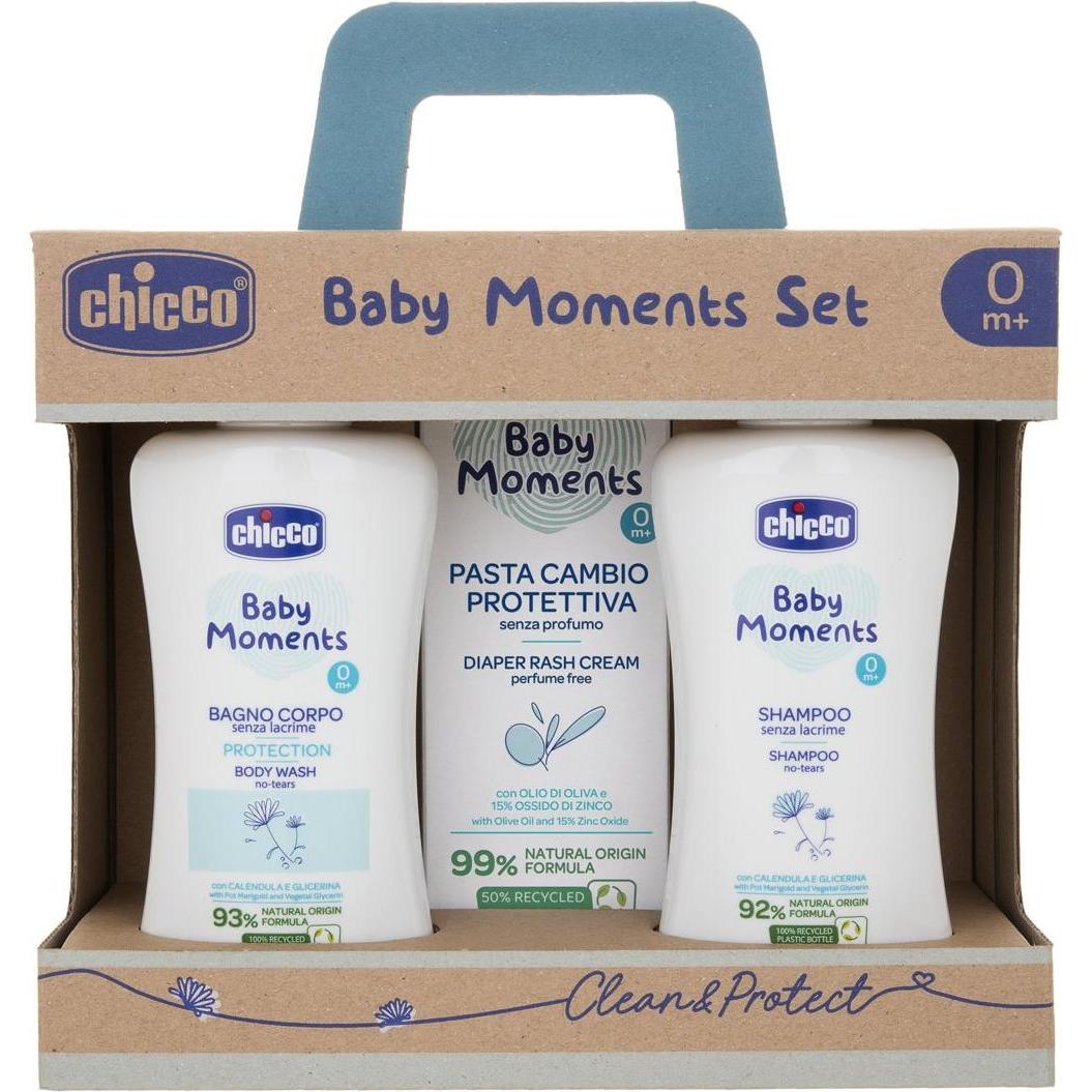Chicco, Baby lichaamsverzorging, SET 2: Badproduct, Shampoo, Beschermende Voedende Crème - 0m+