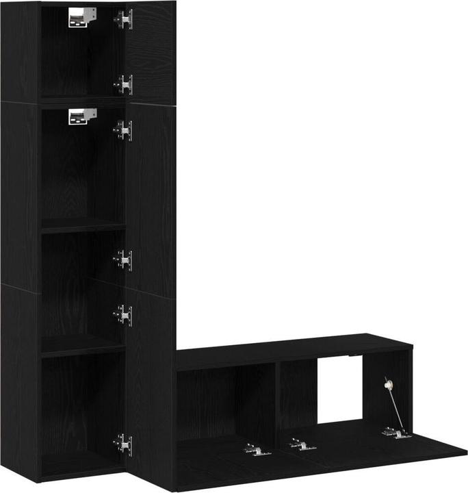 Image du produit vidaXL 3-teiliges Wand-Montage TV-Schrank Set Schwarz Eichenholz Spanplatte (130.50 x 30 x 140 cm)