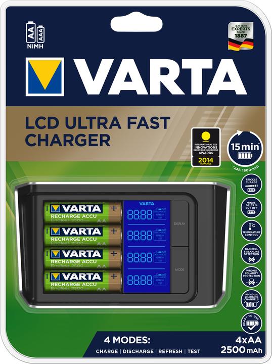 Actual product image Varta LCD Ultra Fast Charger (4 pcs., AA, 2400 mAh, Battery + charger)