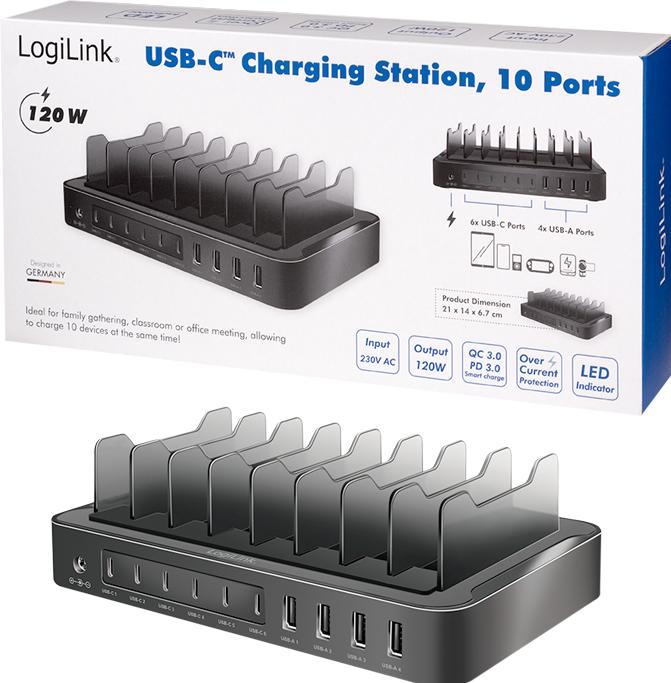 Produktbild LogiLink USB-C Ladestation (120 W)
