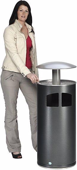 Actual product image VAR Waste collector/ashtray including inner container, capacity 75 l, silver. (75 l)