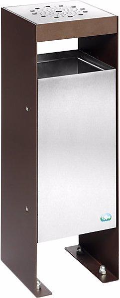 VAR Waste collector/ashtray with perforated metal cover, without hood, dark brown.