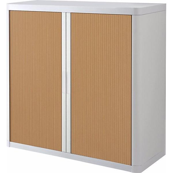 Paperflow, Aktenschrank, Rollladenschrank easyOffice, 2 Fachböden, Höhe 1040 mm, weiss / Buche (110 x 41.5 x 204 cm)