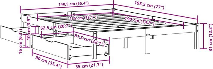Image du produit vidaXL Bettrahmen (135 x 190 cm)