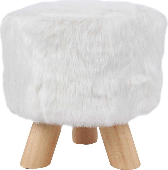 Produktbild Bhp Sitzhocker Kunstfell Holzbeine weiss rund