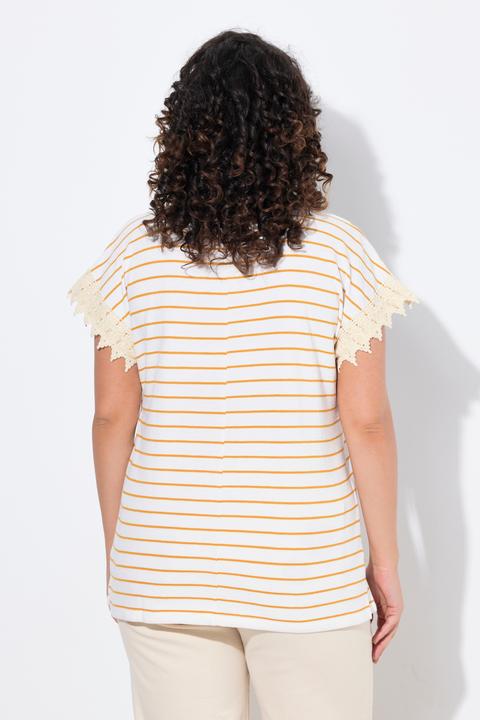 Immagine prodotto Ulla Popken Maglia a righe di cotone biologico con scollo a barca e mezze maniche (58)