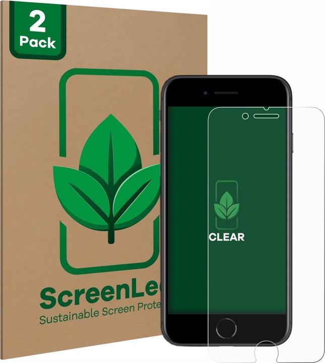 Actual product image ScreenLeaf Protective film sustainable screen protector screen protector film clear transparent (2 Piece, Apple iPhone SE (2nd Gen))