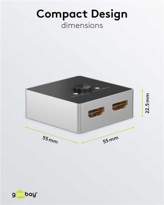 Produktbild Goobay Manuelle HDMI-Umschaltbox 2 auf 1 4K @ 60 Hz