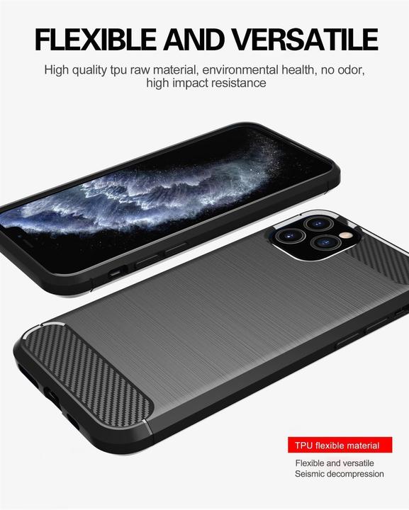 Immagine prodotto Cadorabo TPU Ultra sottile in acciaio inossidabile al carbonio Combi Cover (Apple iPhone 11 Pro Max)