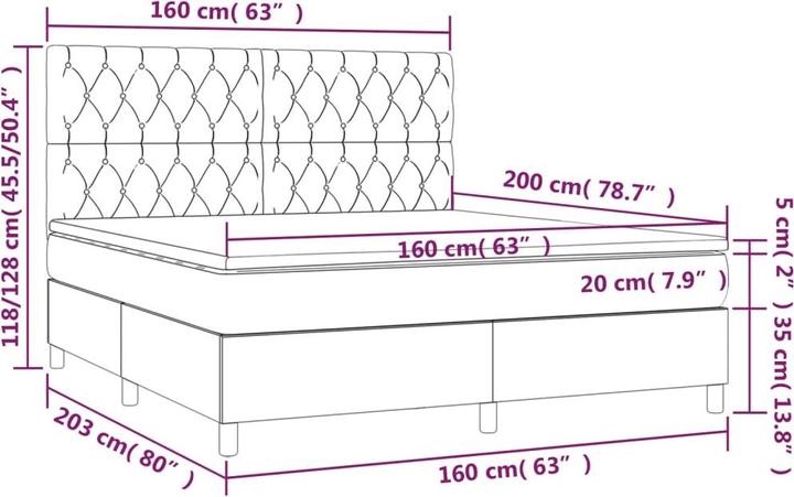 Image du produit vidaXL Boxspringbett (160 x 200 cm)