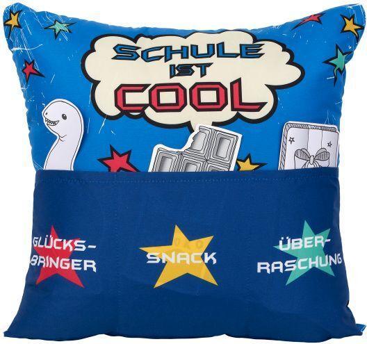 Produktbild Hergo Kissen Sofahelden aus Stoff Schule ist cool 43x43 cm mit Taschen (43 x 43 cm)