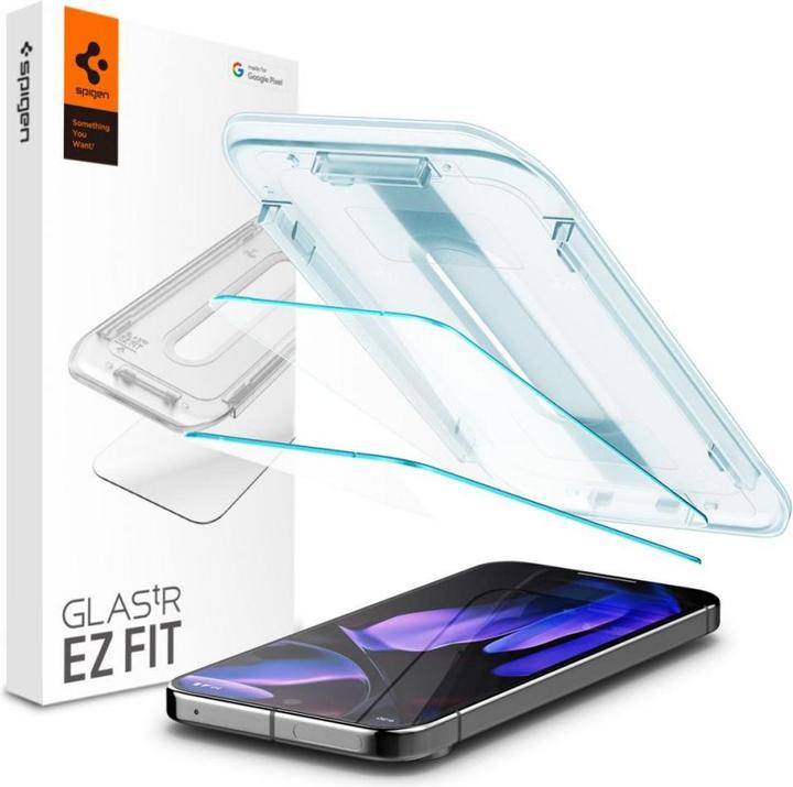 Spigen EZ Fit Gehärtetes Glas Clear Displayschutzfolie Google Pixel 9/9 Pro 2-Pack (2 Stück, Google Pixel 9 Pro)