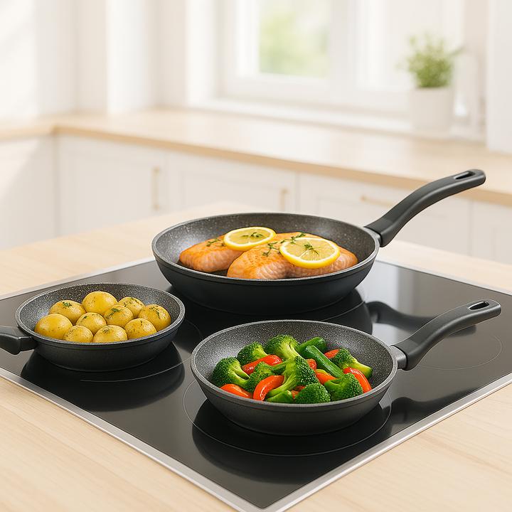 Produktbild Stoneline Made in Germany 3tlg. Pfannen Set, 20/24/28cm (28 cm, Pfannenset + Topfset, Aluminium)