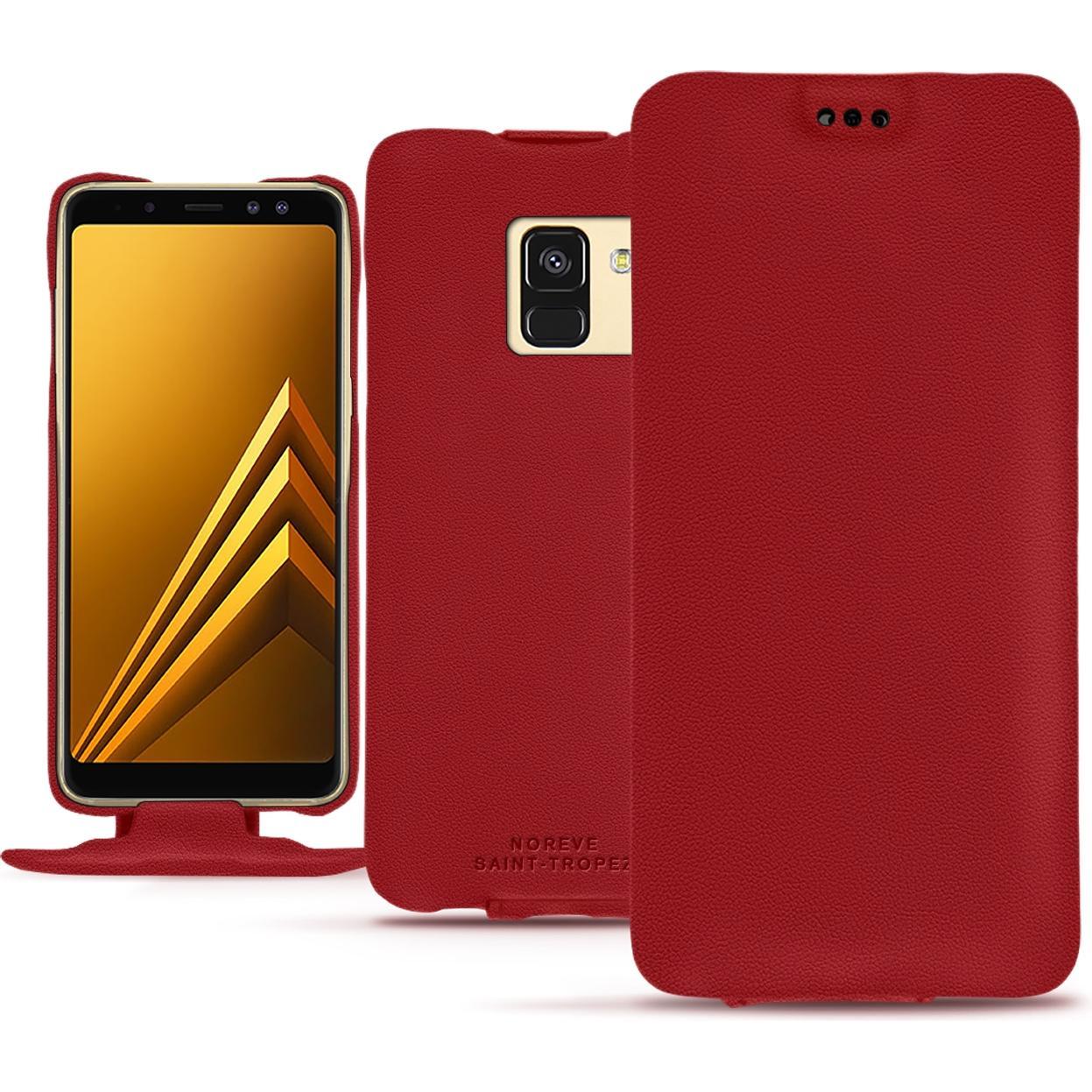 Noreve Lederschutzhülle vertikal (Samsung Galaxy A8 (2018)), Smartphone Hülle, Rot