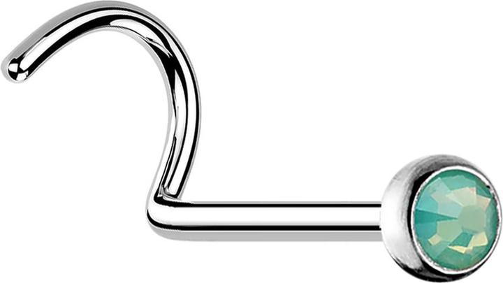 Produktbild Star Piercing Nasenstecker gebogen silber mit Opal grün (ohne Messing, Chirurgenstahl 316L)