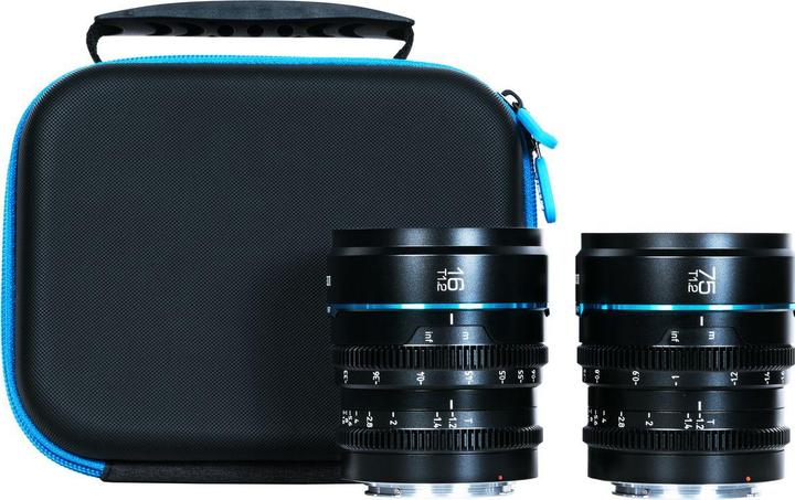 Actual product image Sirui MS-2SLB Nightwalker Series 16 & 75mm T1.2 S35 Manual Focus Cine Lens Bundle (L Mount, Black) (L-Mount)