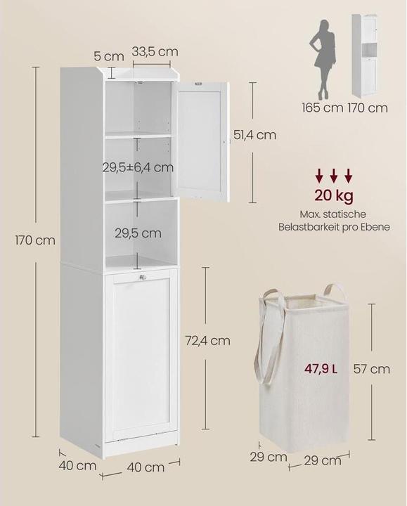 Produktbild Vasagle Butler (40 x 40 x 170 cm)
