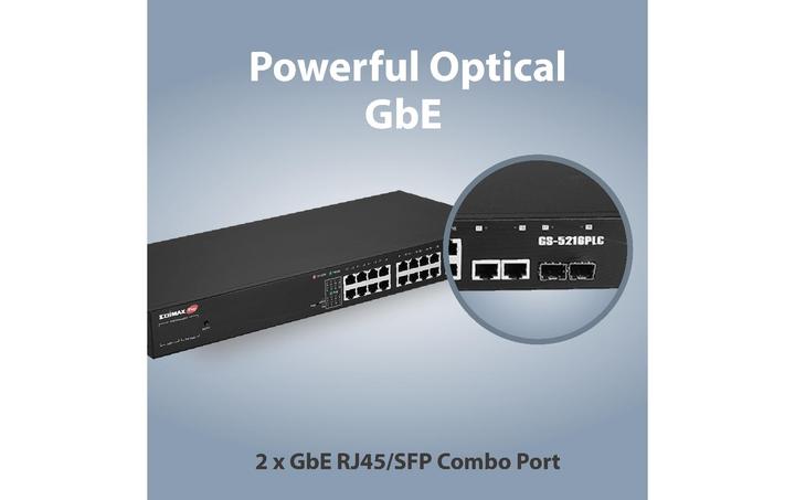Productafbeelding edimax GS-5216PLC Netwerkschakelaar Gigabit Ethernet (10/100/1000) Power over Ethernet (PoE) (18 ports)