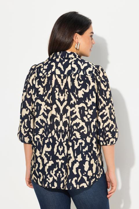Immagine prodotto Ulla Popken Blusa dal taglio oversize e più lunga sul retro con collo da camicia e maniche a 3/4 (54)